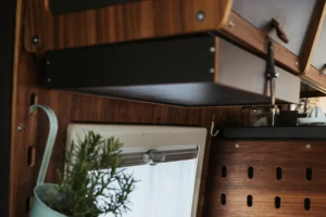 drop down storage campervan cupboard ideas